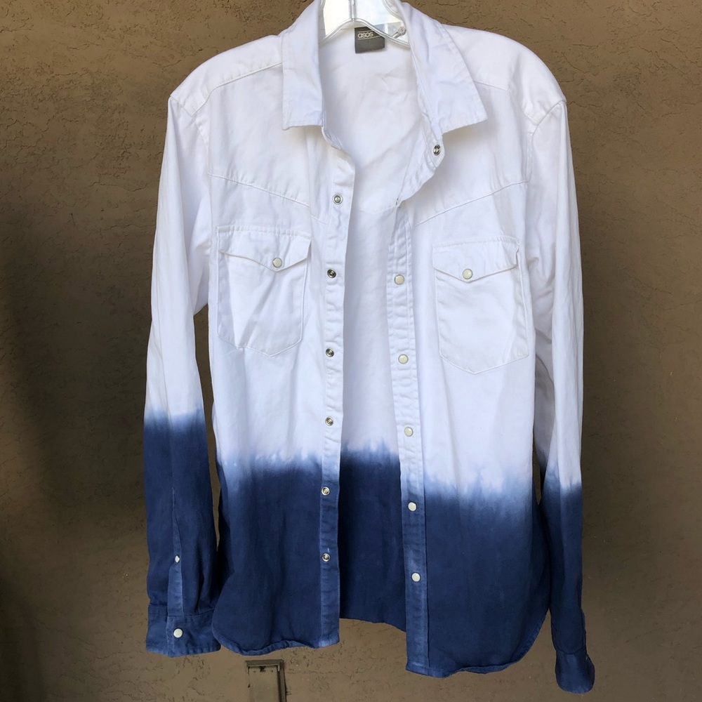 ASOS Denim Ombré long sleeve snap down shirt, women’s size medium